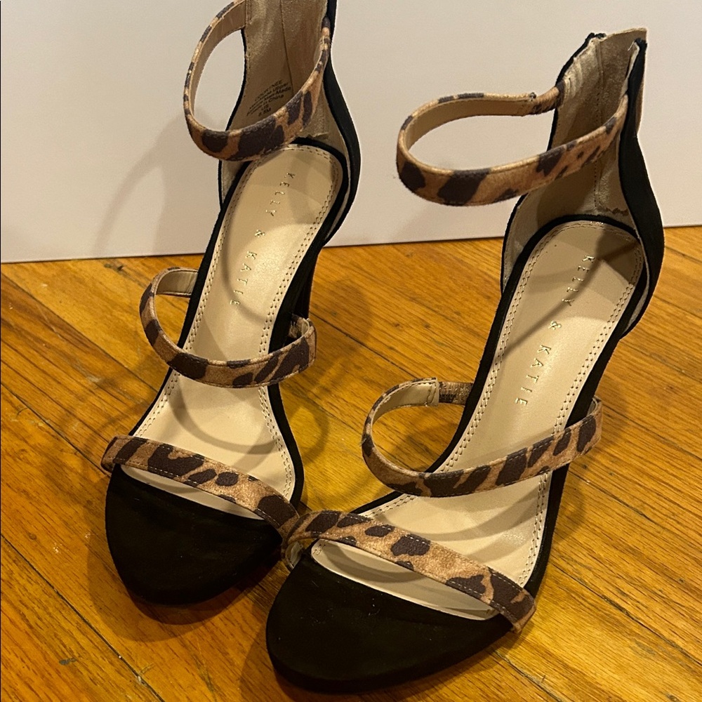 Kelly & Katie Black and Leopard Print Heels